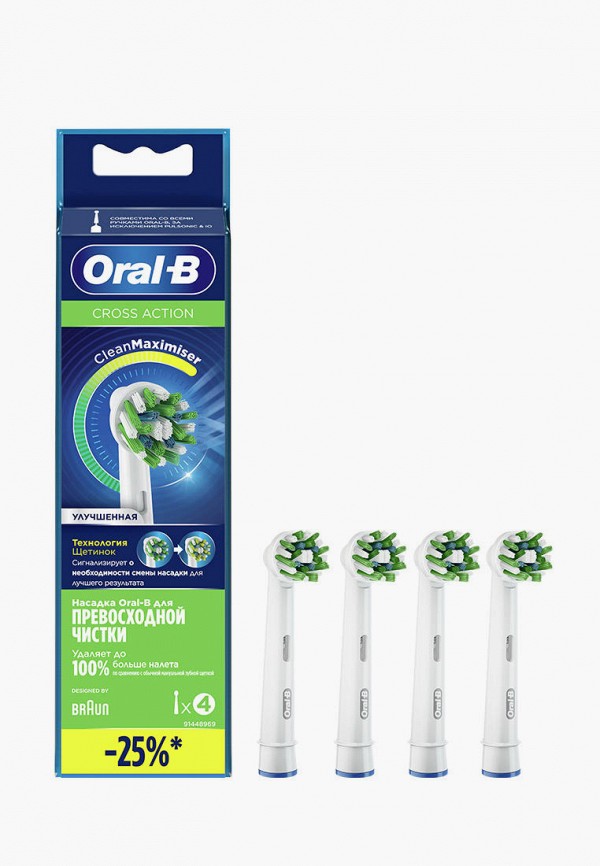 

Комплект насадок для зубной щетки Oral B, Белый, EB50RB CrossAction 4 шт.