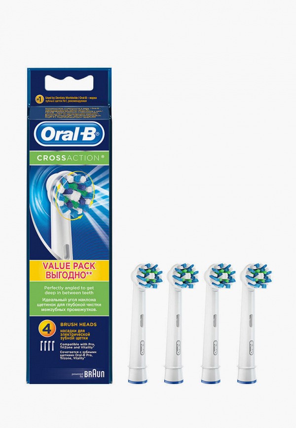 

Комплект насадок для зубной щетки Oral B, Белый, Cross Action (4 шт.) EB 50-4