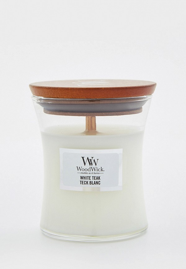 

Свеча ароматическая Woodwick, Белый, маленькая "Белый тик", 85гр.