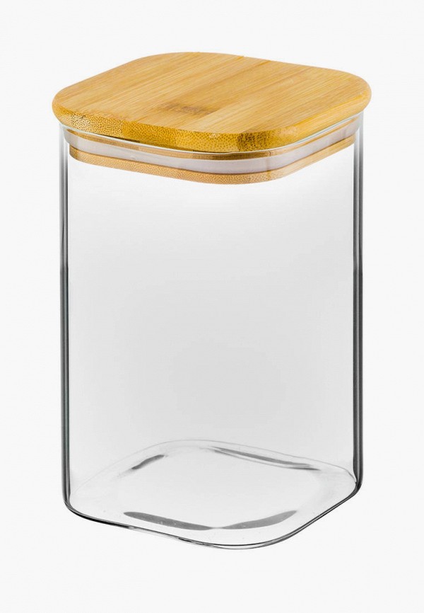 

Контейнер для хранения продуктов Elan Gallery, Прозрачный, 1,1 л 10х10х15,5 см Crystal glass стеклянная с бамбуковой крышкой