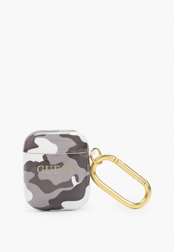 

Чехол для наушников Guess, Серый, Airpods 1/2, TPU with carabin Camouflage Black