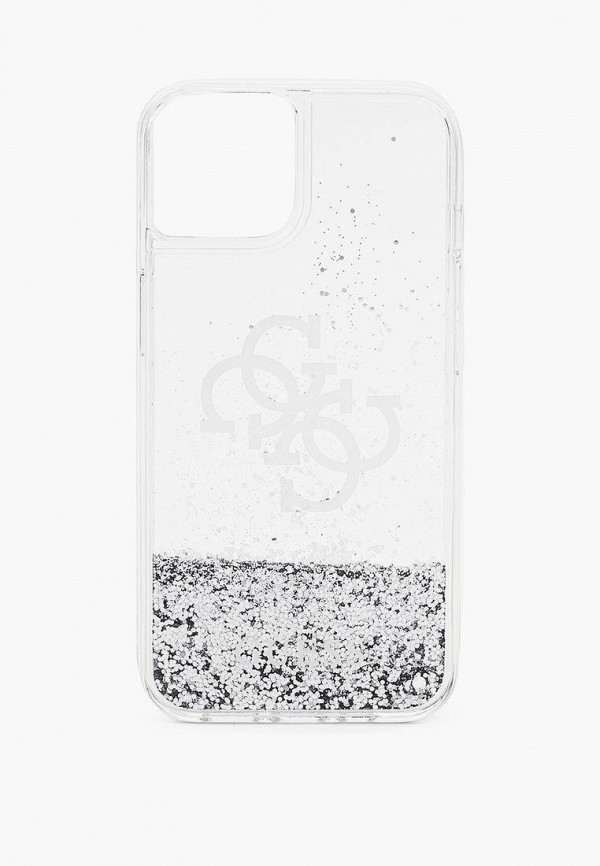 Чехол для iPhone Guess 13, Liquid Glitter 4G Big logo Silver