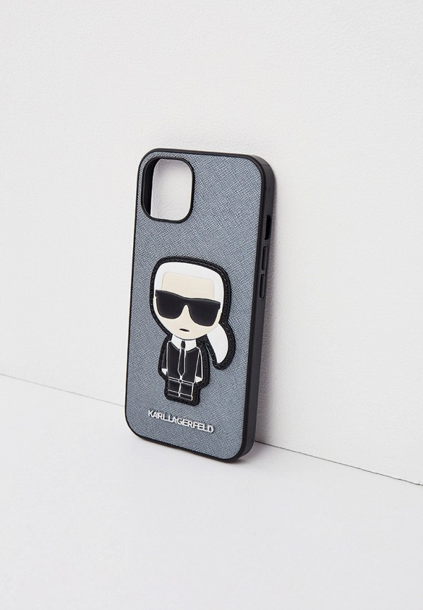 

Чехол для iPhone Karl Lagerfeld, Серебряный, 13, PU Saffiano Ikonik Patch (metal) Silver