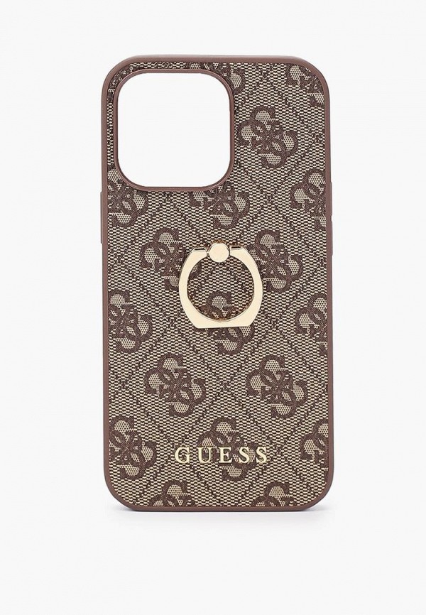 Чехол для iPhone Guess 13 Pro, PU 4G + Ring Hard Brown