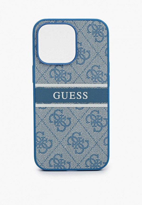 Чехол для iPhone Guess 13 Pro, PU 4G Stripe printed logo Hard Blue