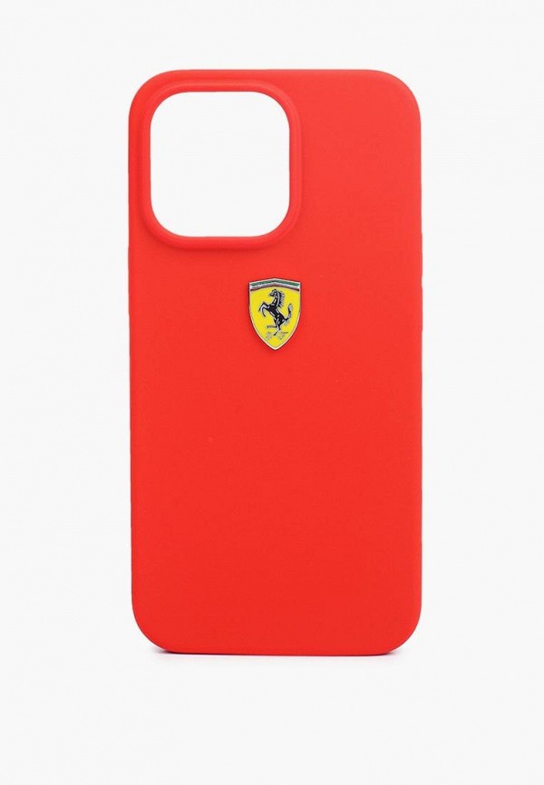 Чехол для iPhone Ferrari 13 Pro Liquid silicone with metal logo Hard Red