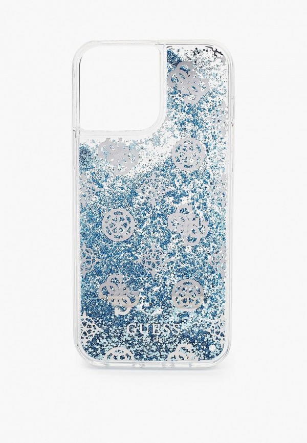 

Чехол для iPhone Guess, Голубой, 13 Pro Max, Liquid Glitter Peony Hard Blue