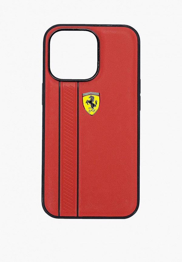 

Чехол для iPhone Ferrari, Красный, 13 Pro Genuine leather Debossed with metal logo Hard Red