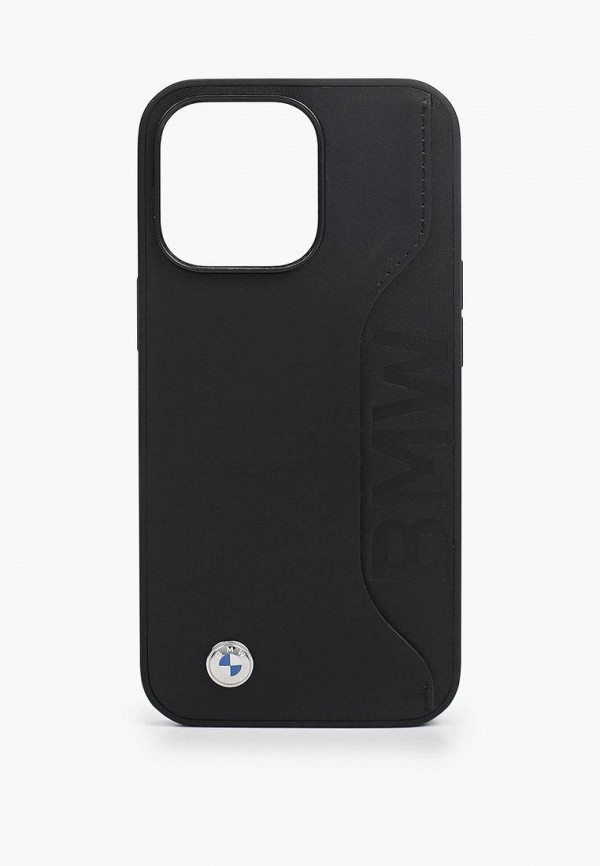 Чехол для iPhone BMW 13 Pro, Signature Genuine leather with cardslot Hard Black
