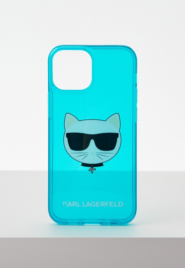 

Чехол для iPhone Karl Lagerfeld, Бирюзовый, 13 mini, TPU FLUO Choupette Hard Transp Blue