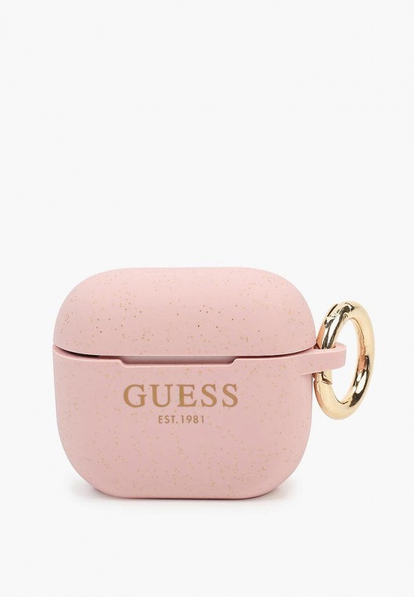 Чехол для наушников Guess Airpods 3, Silicone with ring Glitter/Light pink