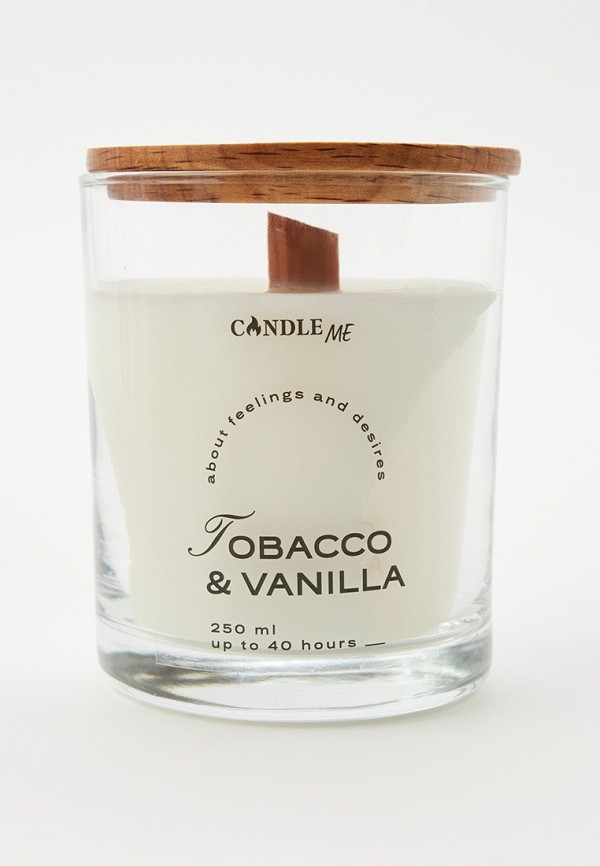 Свеча ароматическая Candle Me Tobacco & Vanilla, с деревянным фитилем ароматическая свеча средняя village candle strawberry pound cake 396 гр