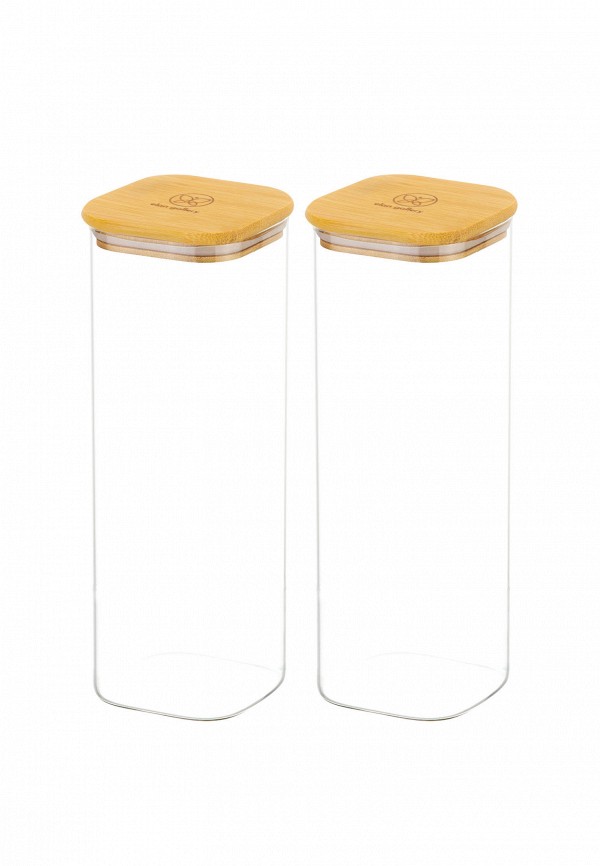 Набор контейнеров для хранения продуктов Elan Gallery 2 л Crystal glass с бамбуковой крышкой силиконовой прокладкой