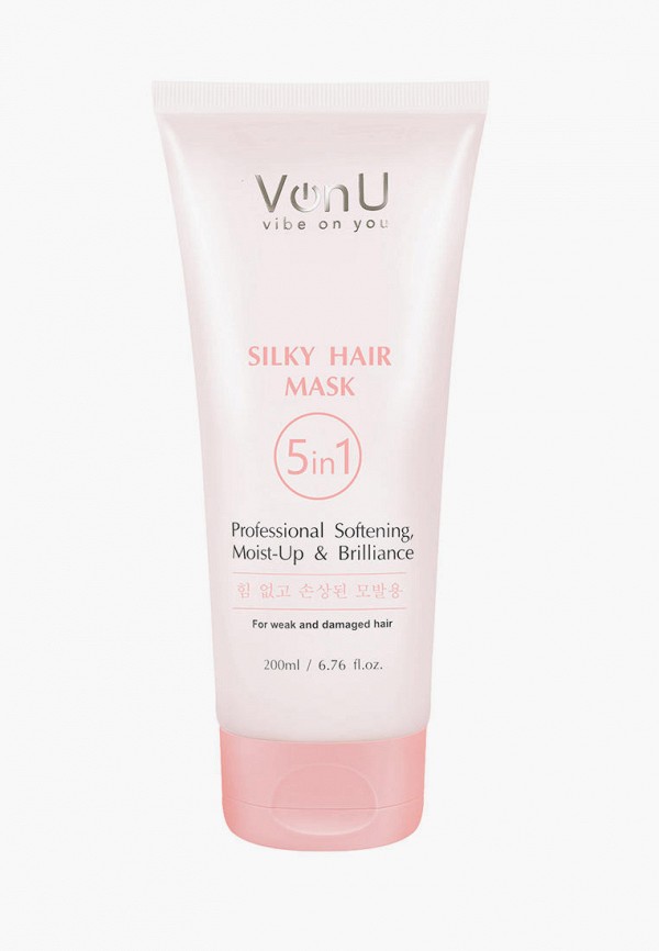 Маска для волос Von U для ослабленных и поврежденных волос с экстрактом шелка 5 в 1, 200 мл