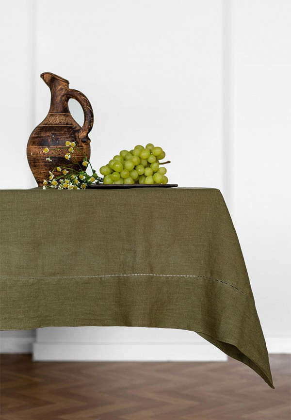 

Скатерть Bellehome, Зеленый, Olive Green однотонная 140х170 хлопок/лен