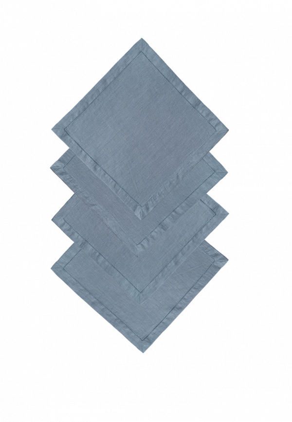 

Комплект салфеток сервировочных Bellehome, Голубой, Ocean Blue однотонные 4шт. хлопок/лен