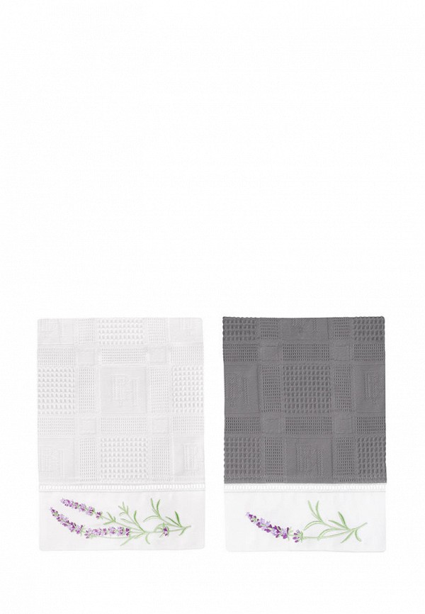 

Набор полотенец кухонных Bellehome, Разноцветный, Lavender fields, вафельные с вышивкой 40х70 2 шт.