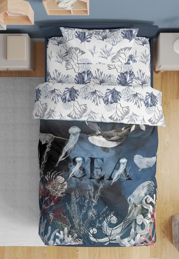 

Постельное белье детское Bellehome, Белый, Морские легенды, сатин, пододеяльник на молнии