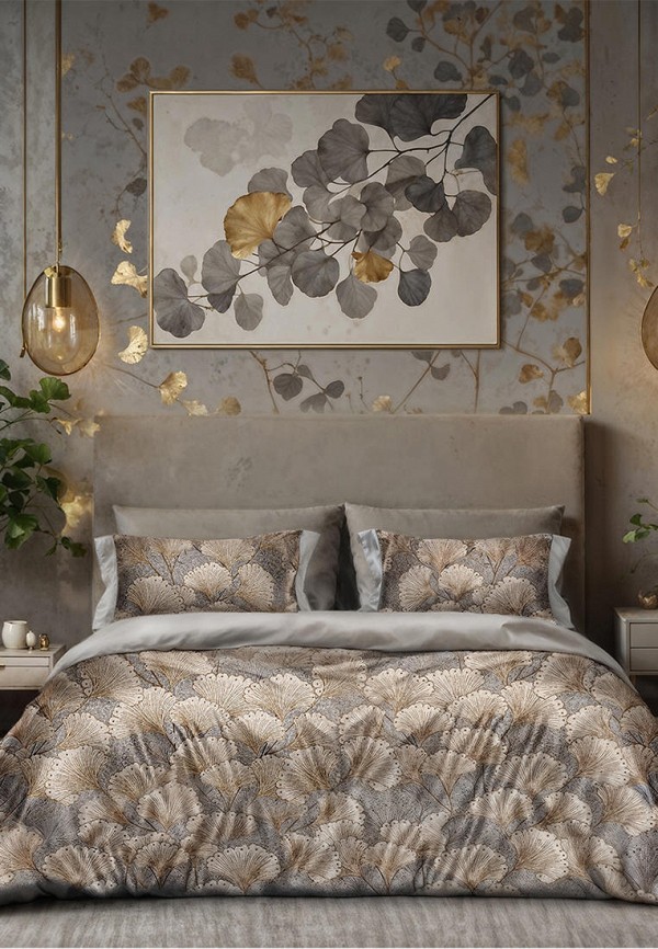 

Постельное белье Евро Bellehome, Коричневый, Пальметта, чесаный хлопок