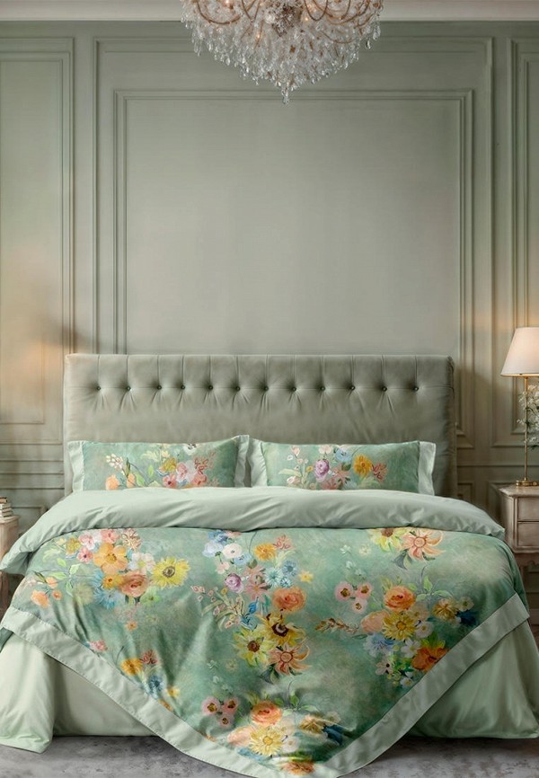 

Постельное белье Евро Bellehome, Зеленый, Lamoda Exclusive, Моне сатин-премимум