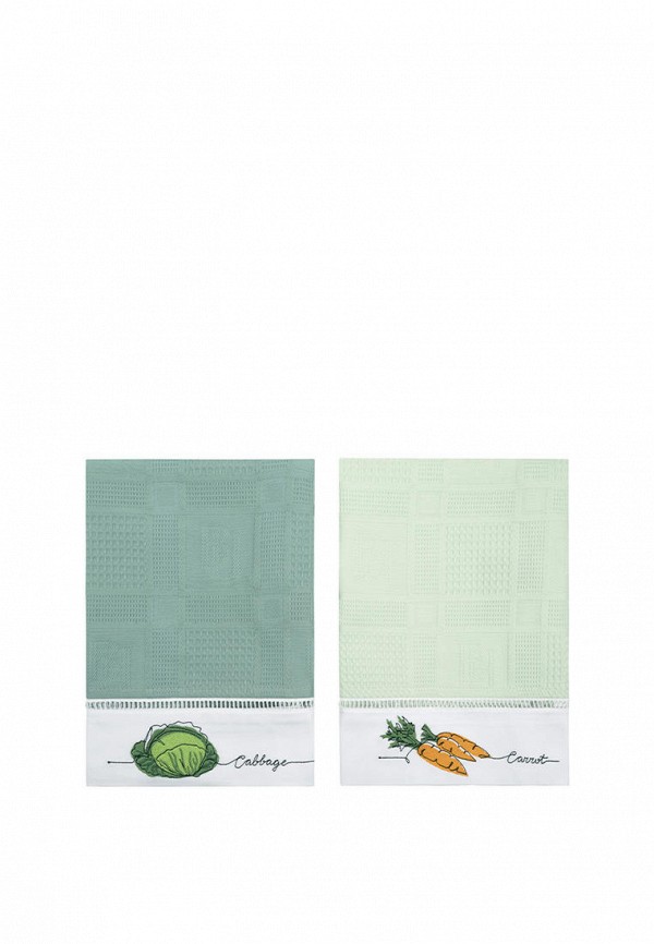 Набор полотенец кухонных Bellehome вафельных Vegetables с вышивкой, 40х70 см 2 шт.