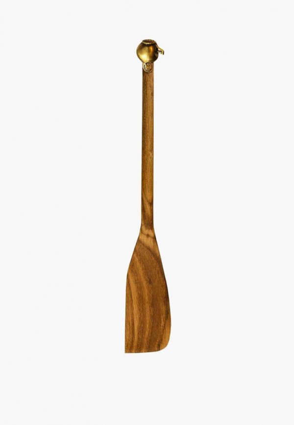 Лопатка кулинарная Кольчугинский мельхиор деревянная с латунной накладкой узкая Яблоко
