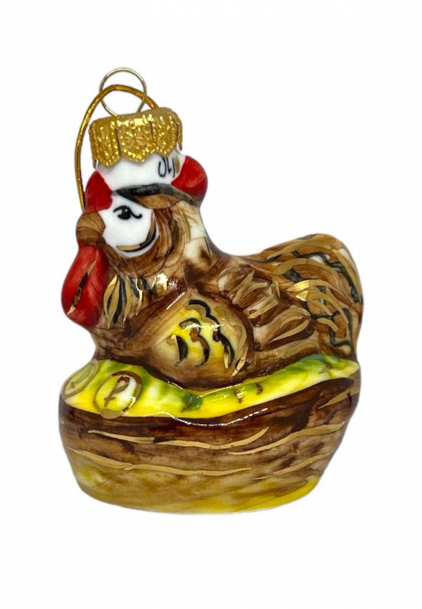 Игрушка елочная Лефортовский фарфор Курица в корзинке