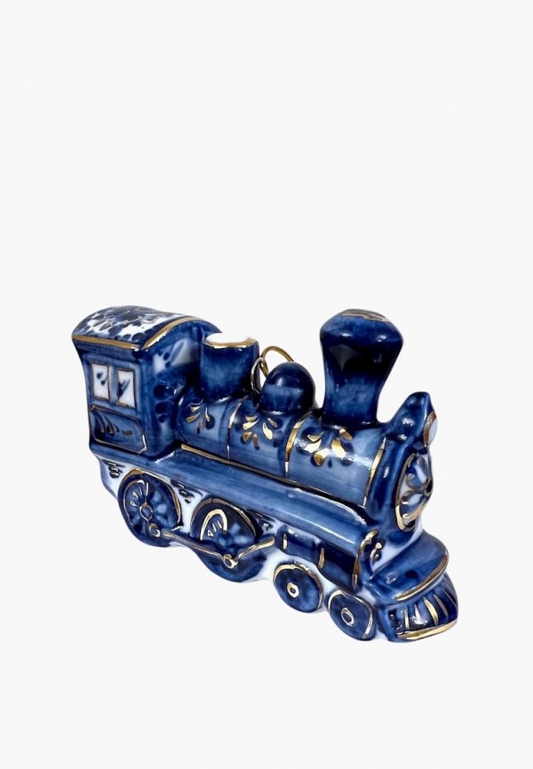 Игрушка елочная Лефортовский фарфор Паровоз кобальт с золотом елочная игрушка снежинка 11 см с блестками синий