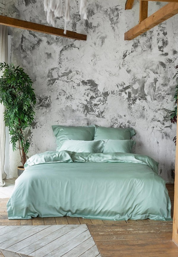

Постельное белье Евро Bellehome, Зеленый, Shiny Tropic, тенсель-премиум