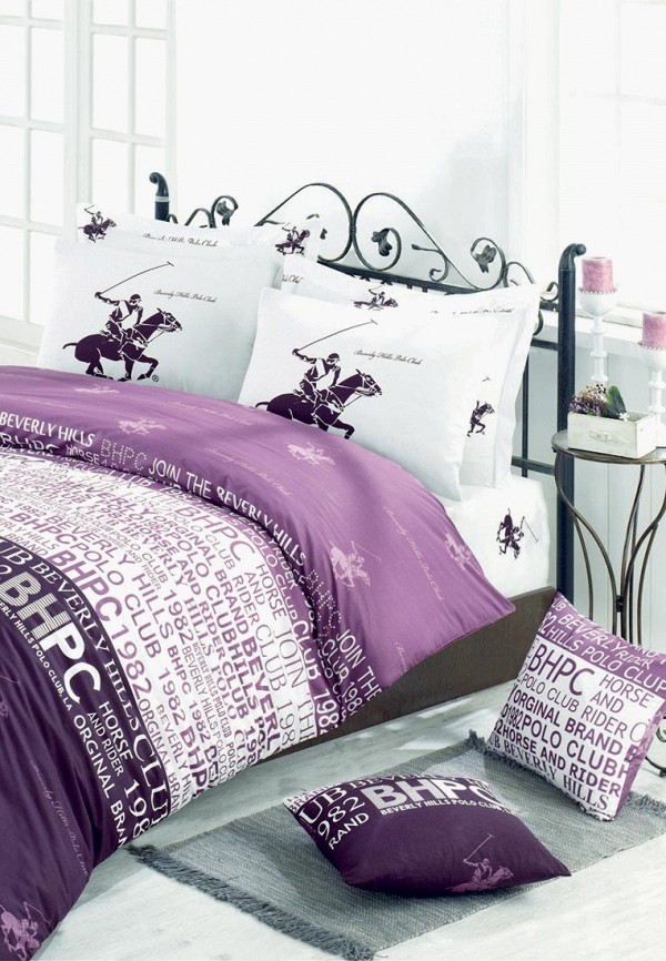 

Постельное белье 1,5-спальное Beverly Hills Polo Club, Белый;фиолетовый, Beverly Hills Polo Club MP002XU0E349