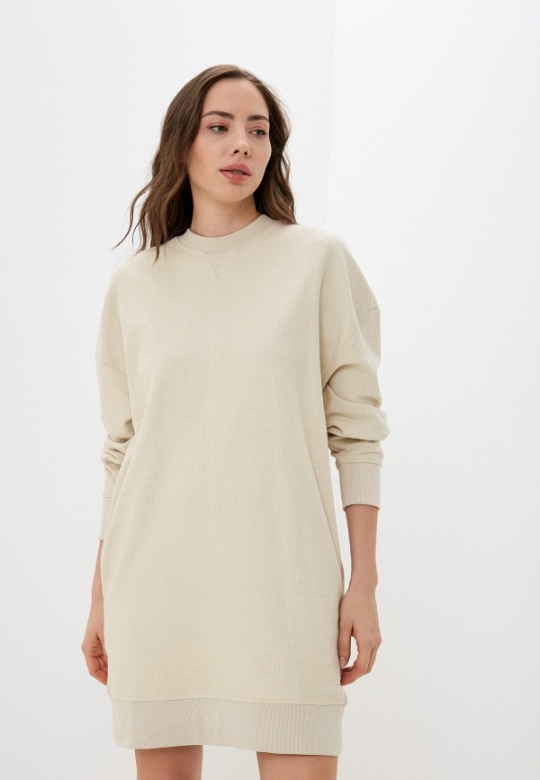 

Платье Urban Classics, Бежевый, Ladies Oversized Rib Crewneck Dress