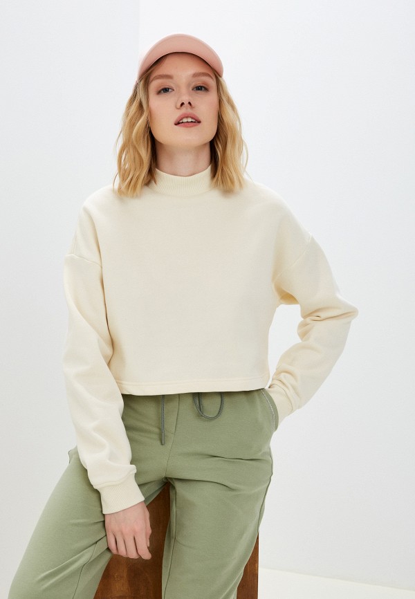 

Свитшот Urban Classics, Бежевый, Ladies Cropped Oversized Sweat High Neck Crew