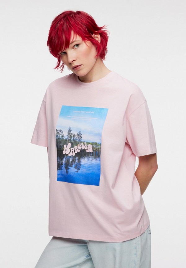 Футболка Befree розовый, размер 42, фото 4