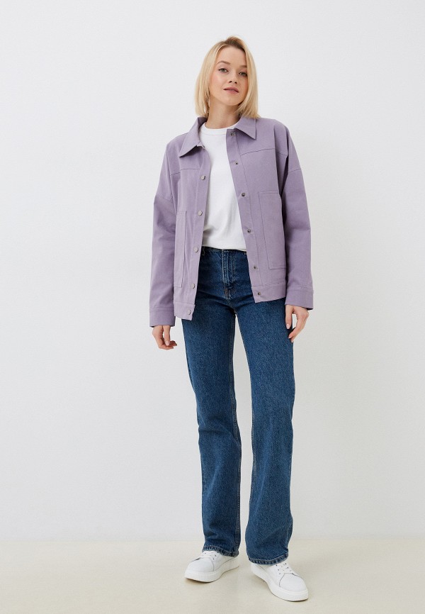 Куртка джинсовая Adele Fashion фиолетовый, размер 52, фото 2