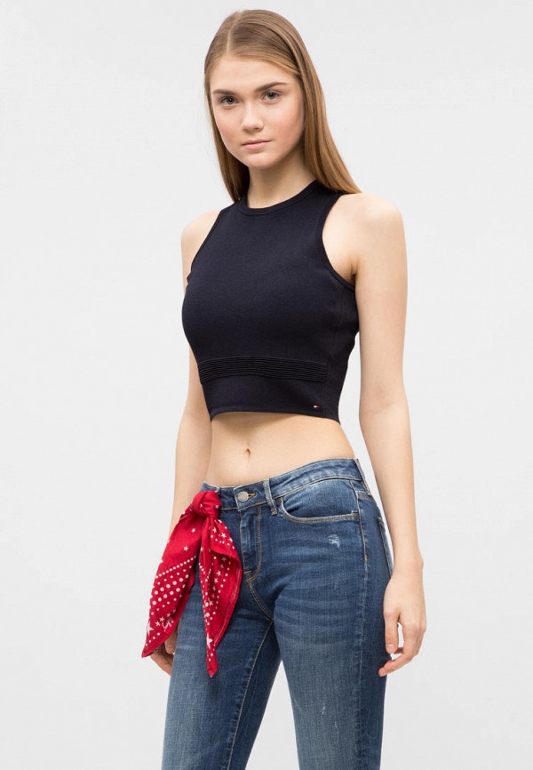 

Топ Tommy Hilfiger, Синий, PILAUX GRAPHIC CROP SWTR