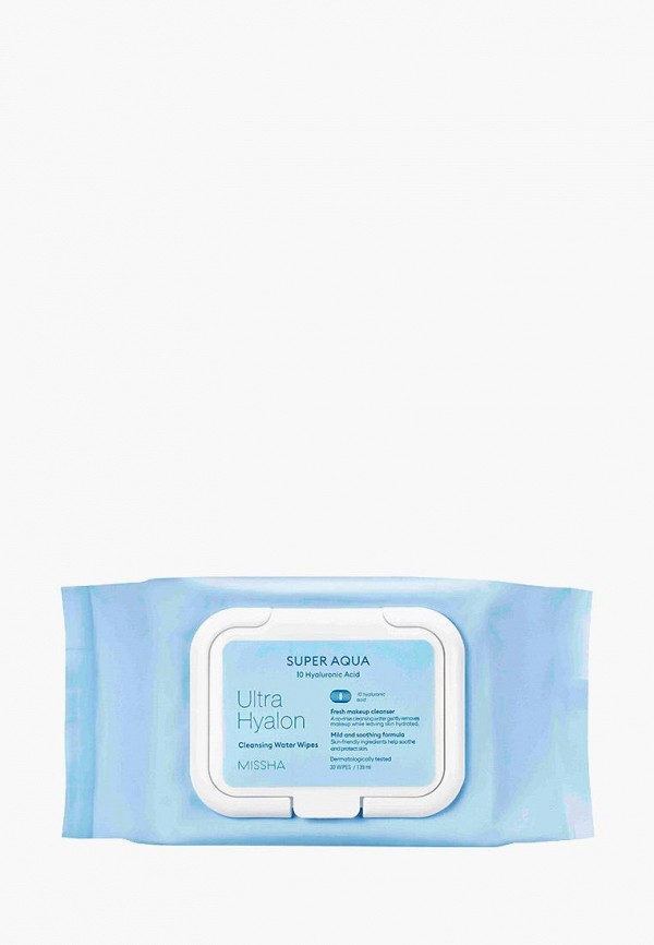 

Салфетки для снятия макияжа Missha, Белый, Super Aqua Ultra Hyalron, 30 шт
