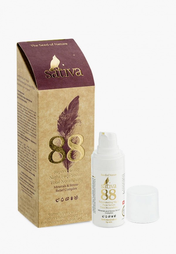 

Сыворотка для лица Sativa, Прозрачный, омолаживающая ночная №88