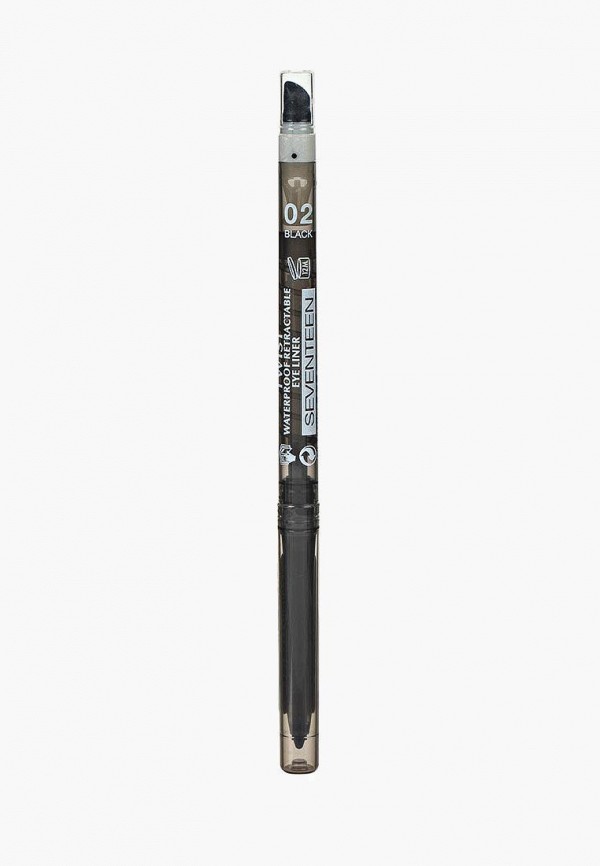 

Карандаш для глаз Seventeen, Черный, автоматический с точилкой+спонж TWIST LINER т.02 черный , 0.28 г
