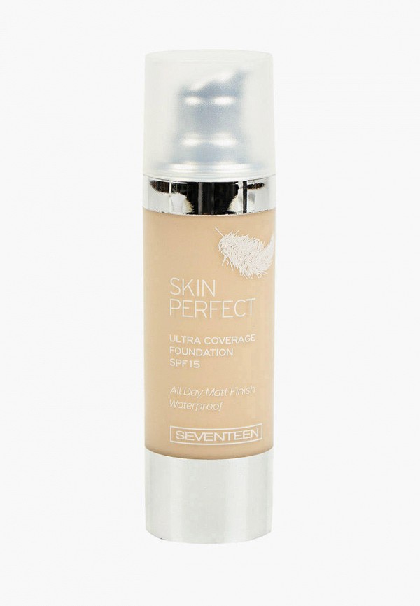 

Тональный крем Seventeen, Бежевый, SKlN PERFECT Ultra Coverage Foundation с матируюшим эффектом, водостойкий SPF15, тон.00, 30 мл