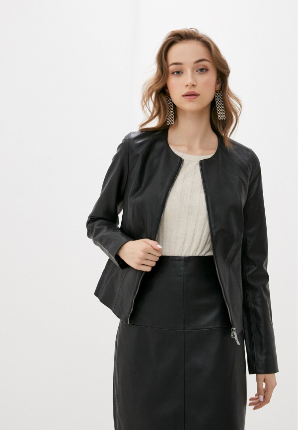 Куртка кожаная Vassa&Co цвет черный 