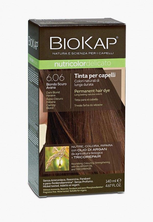 

Краска для волос Biokap, Коричневый, гавана (коричневый с оттенком серого) 6.06, 140 мл