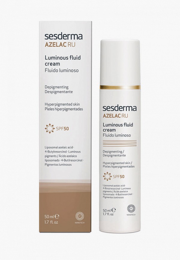 

Флюид для лица Sesderma, Белый, для сияния кожи AZELAC RU SPF50, 50 мл