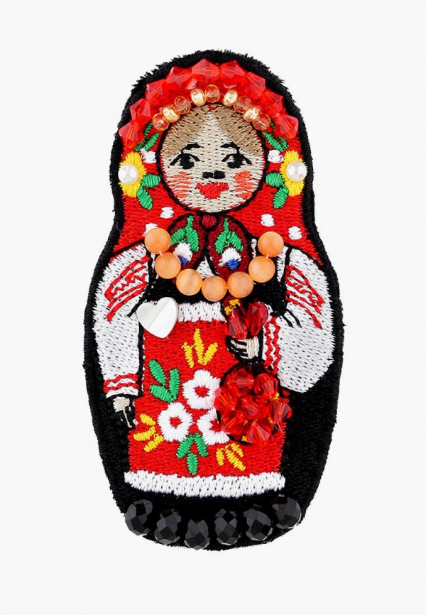 

Брошь Anna Slavutina, Красный, Матрешка Кармен