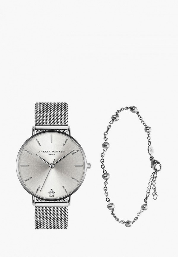 

Часы и браслет Amelia Parker, Серебряный, Capsule Grey Set