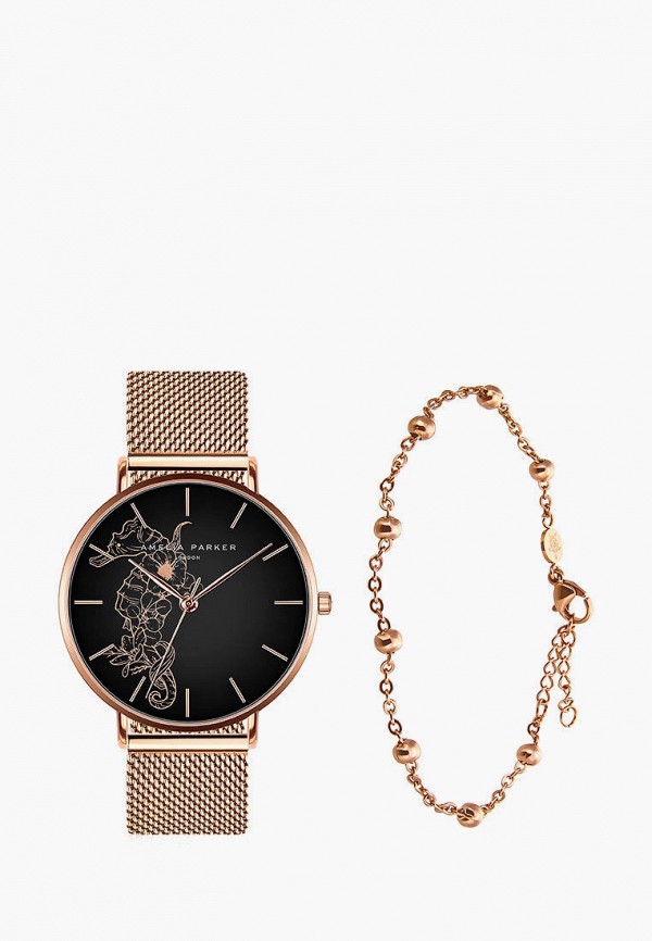 

Часы и браслет Amelia Parker, Золотой, Fossil Leather