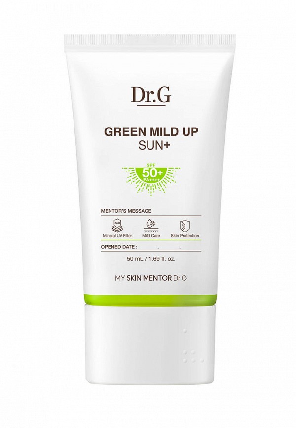 

Крем солнцезащитный Dr.G, Белый, для лица для чувствительной кожи GREEN MILD UP SUN+ SPF50+ PA++++", 50 мл