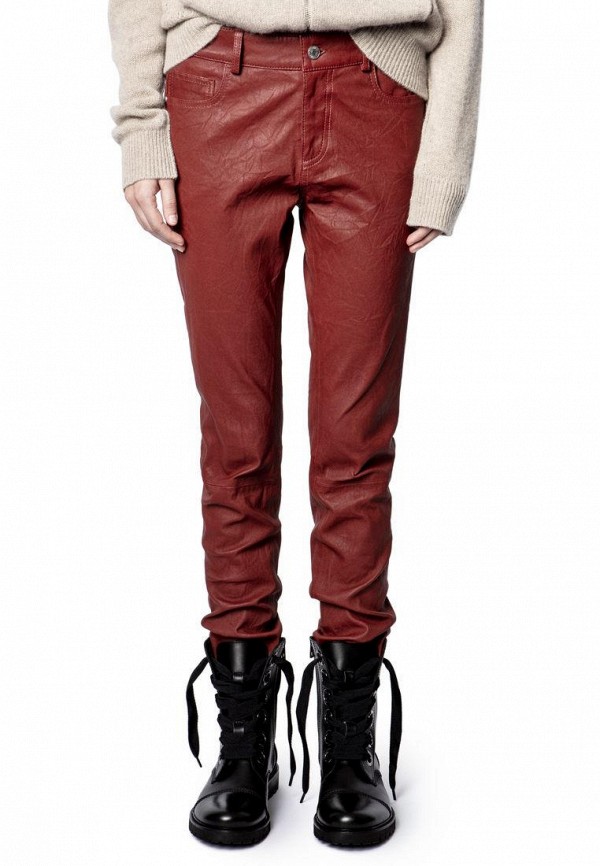

Брюки Zadig & Voltaire, Бордовый, PHLAME CUIR FROIISE