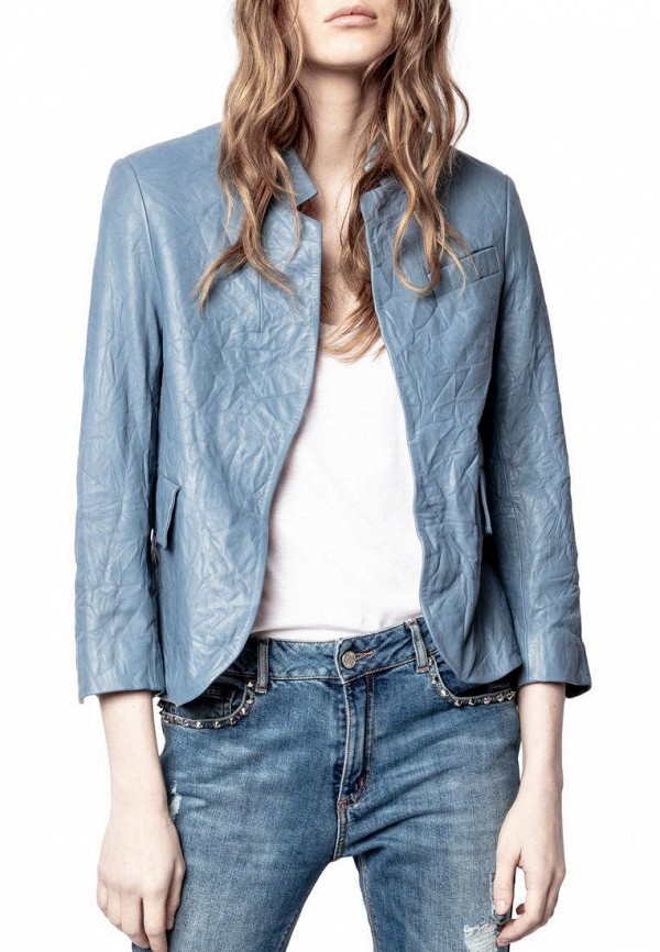 

Куртка кожаная Zadig & Voltaire, Голубой, VERYS CUIR