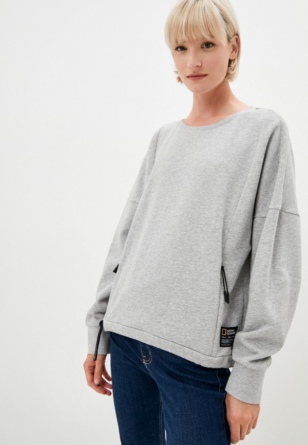 

Свитшот National Geographic, Серый, ELEMENTS crew style oversize garment washed
