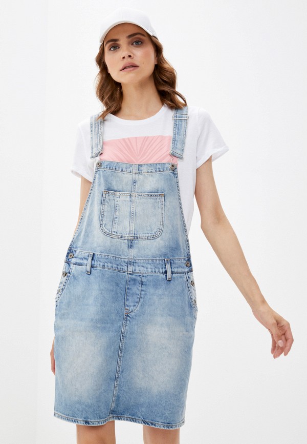 

Платье джинсовое Mustang, Голубой, Short Bib Dress